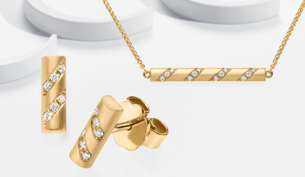 Diamantsmykker i rosa gull | acredo