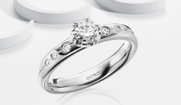 Forlovelsesringer hvitt gull med diamant | acredo